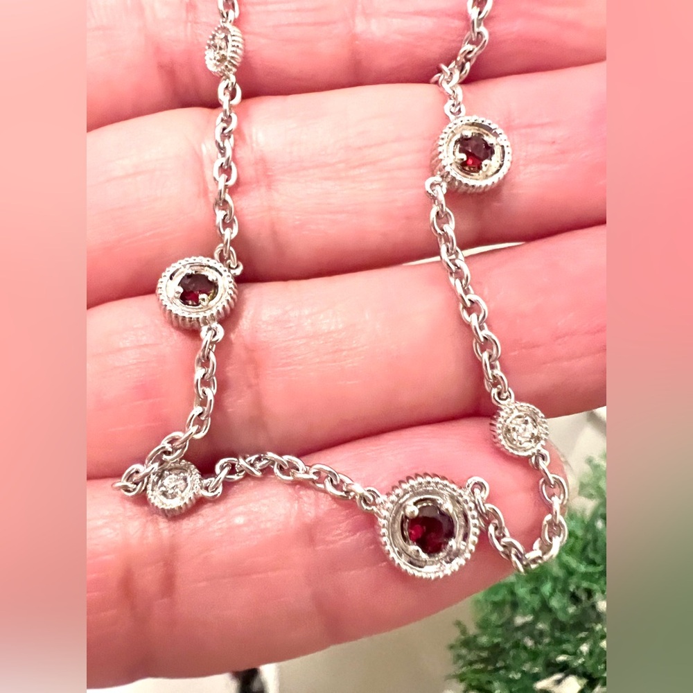 NWT Judith Ripka JR Garnet Max Station Collection 18 Inch Necklace RARE! - Picture 2 of 14